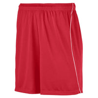 Augusta Sportswear Wicking Soccer Shorts With Piping in Red/White  -Part of the Adult, Adult-Shorts, Augusta-Products, Soccer, All-Sports-1 product lines at KanaleyCreations.com