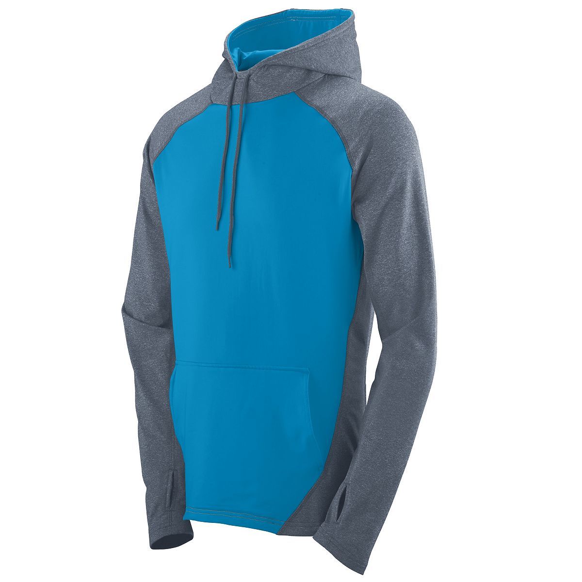 Augusta Sportswear Zeal Hoodie in Graphite Heather/Power Blue  -Part of the Adult, Adult-Hoodie, Hoodies, Augusta-Products product lines at KanaleyCreations.com