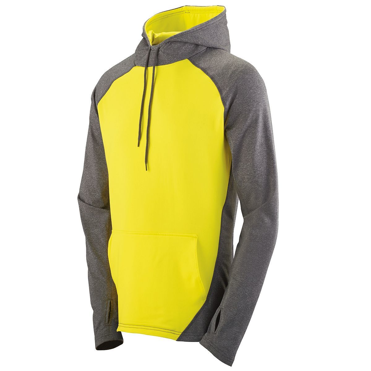 Augusta Sportswear Zeal Hoodie in Graphite Heather/Power Yellow  -Part of the Adult, Adult-Hoodie, Hoodies, Augusta-Products product lines at KanaleyCreations.com