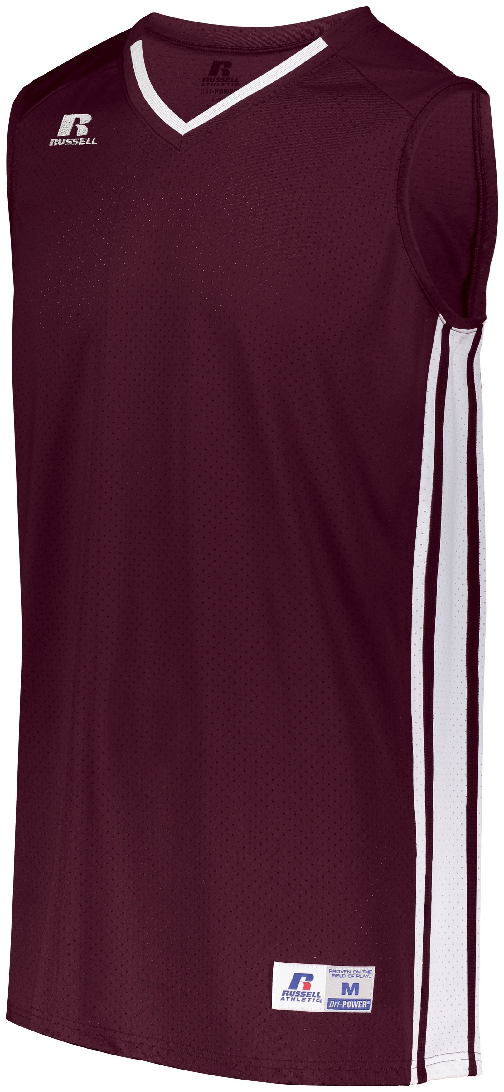 Russell Athletic Legacy Basketball Jersey in Maroon/White  -Part of the Adult, Adult-Jersey, Basketball, Russell-Athletic-Products, Shirts, All-Sports, All-Sports-1 product lines at KanaleyCreations.com
