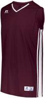 Russell Athletic Legacy Basketball Jersey in Maroon/White  -Part of the Adult, Adult-Jersey, Basketball, Russell-Athletic-Products, Shirts, All-Sports, All-Sports-1 product lines at KanaleyCreations.com