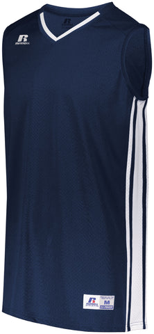 Russell Athletic Legacy Basketball Jersey in Navy/White  -Part of the Adult, Adult-Jersey, Basketball, Russell-Athletic-Products, Shirts, All-Sports, All-Sports-1 product lines at KanaleyCreations.com