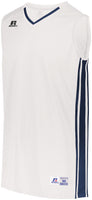 Russell Athletic Youth Legacy Basketball Jersey in White/Navy  -Part of the Youth, Youth-Jersey, Basketball, Russell-Athletic-Products, Shirts, All-Sports, All-Sports-1 product lines at KanaleyCreations.com