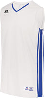 Russell Athletic Youth Legacy Basketball Jersey in White/Royal  -Part of the Youth, Youth-Jersey, Basketball, Russell-Athletic-Products, Shirts, All-Sports, All-Sports-1 product lines at KanaleyCreations.com