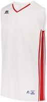 Russell Athletic Legacy Basketball Jersey in White/True Red  -Part of the Adult, Adult-Jersey, Basketball, Russell-Athletic-Products, Shirts, All-Sports, All-Sports-1 product lines at KanaleyCreations.com