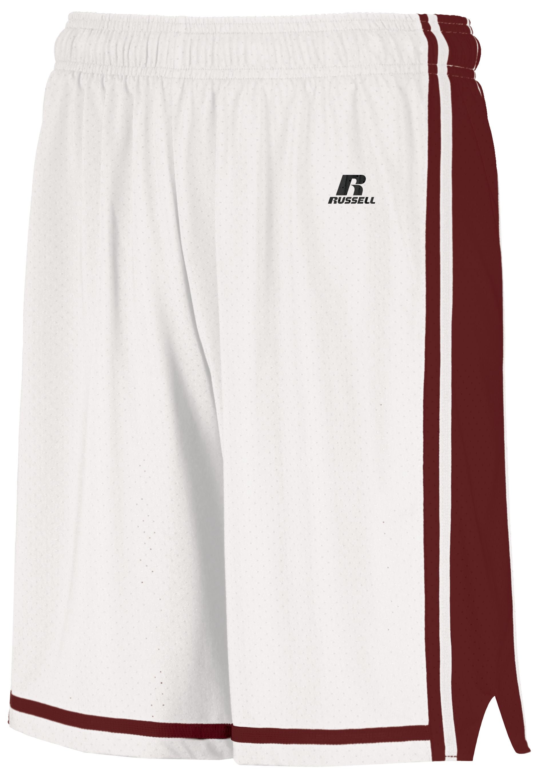Russell Athletic Legacy Basketball Shorts in White/Cardinal  -Part of the Adult, Adult-Shorts, Basketball, Russell-Athletic-Products, All-Sports, All-Sports-1 product lines at KanaleyCreations.com