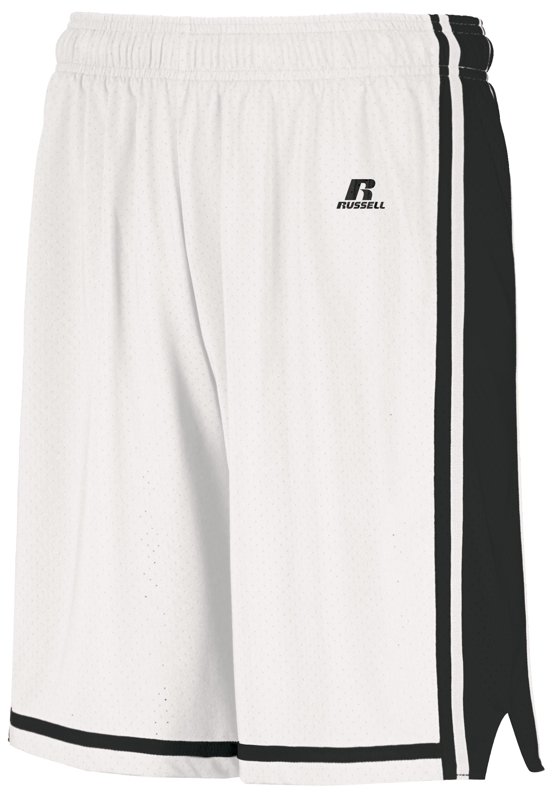 Russell Athletic Legacy Basketball Shorts in White/Black  -Part of the Adult, Adult-Shorts, Basketball, Russell-Athletic-Products, All-Sports, All-Sports-1 product lines at KanaleyCreations.com
