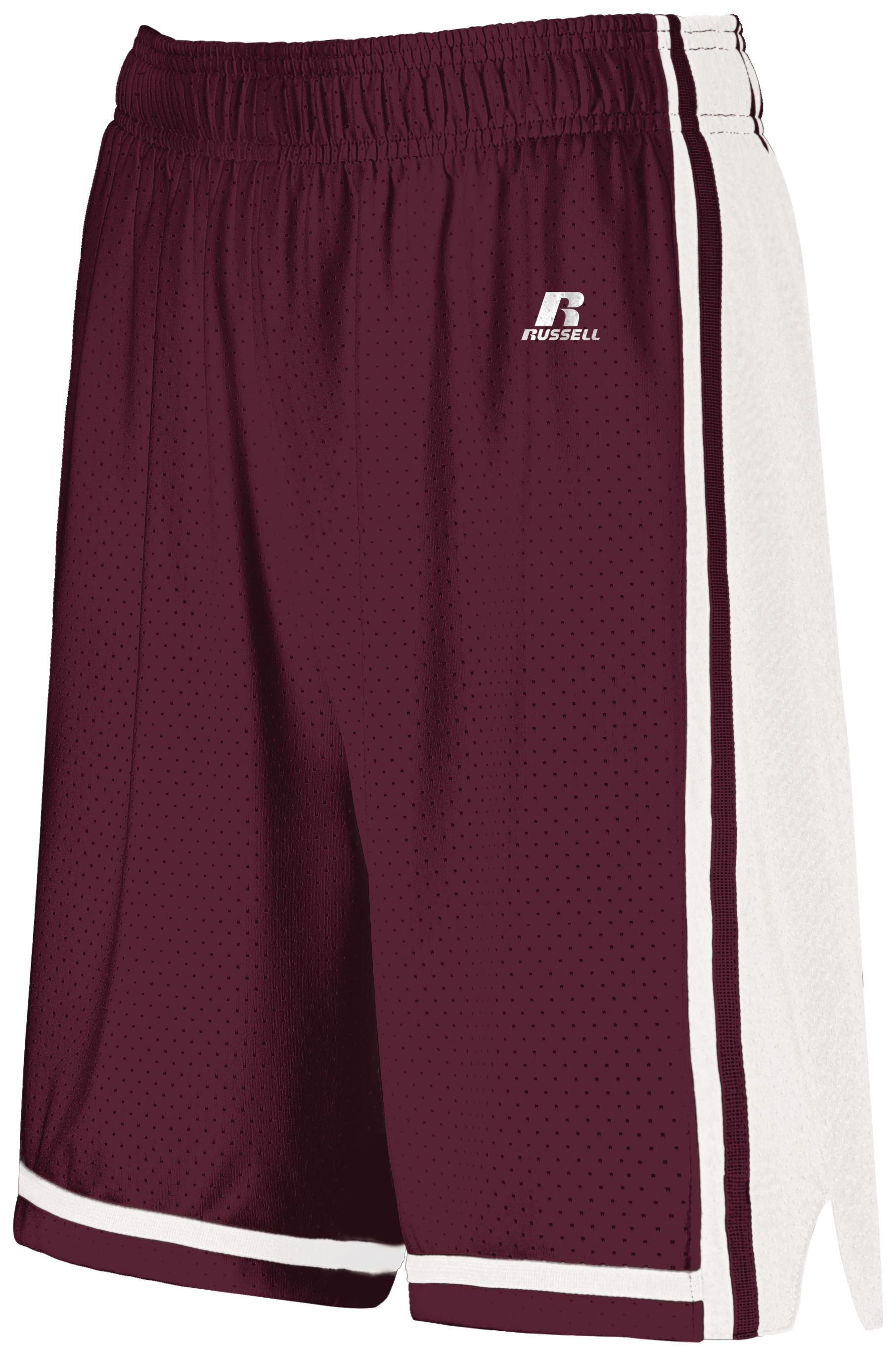 Russell Athletic Ladies Legacy Basketball Shorts in Maroon/White  -Part of the Ladies, Ladies-Shorts, Basketball, Russell-Athletic-Products, All-Sports, All-Sports-1 product lines at KanaleyCreations.com