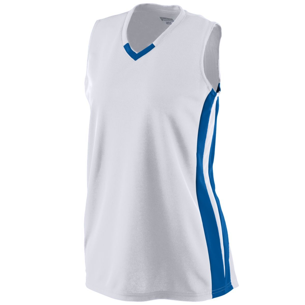Augusta Sportswear Ladies Wicking Mesh Powerhouse Jersey in White/Royal  -Part of the Ladies, Ladies-Jersey, Augusta-Products, Softball, Shirts product lines at KanaleyCreations.com