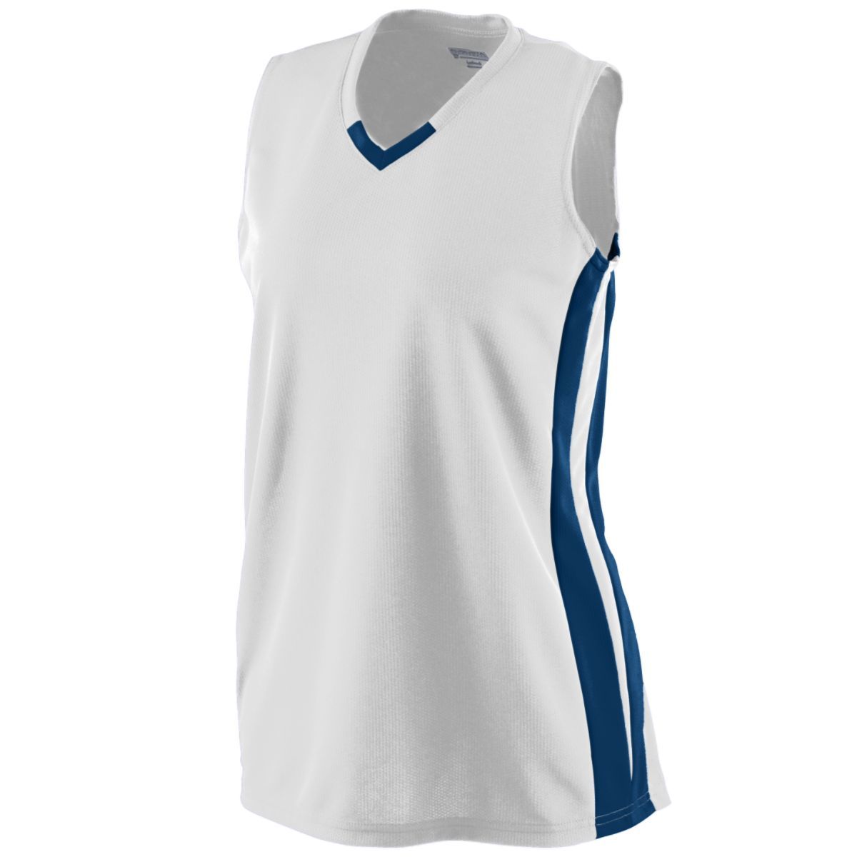 Augusta Sportswear Girls Wicking Mesh Powerhouse Jersey in White/Navy  -Part of the Girls, Augusta-Products, Softball, Girls-Jersey, Shirts product lines at KanaleyCreations.com