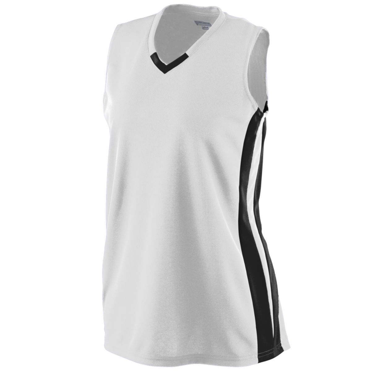 Augusta Sportswear Girls Wicking Mesh Powerhouse Jersey in White/Black  -Part of the Girls, Augusta-Products, Softball, Girls-Jersey, Shirts product lines at KanaleyCreations.com