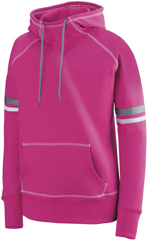 Augusta Sportswear Girls Spry Hoodie in Power Pink/White/Graphite  -Part of the Girls, Hoodies, Augusta-Products, Girls-Hoodie product lines at KanaleyCreations.com