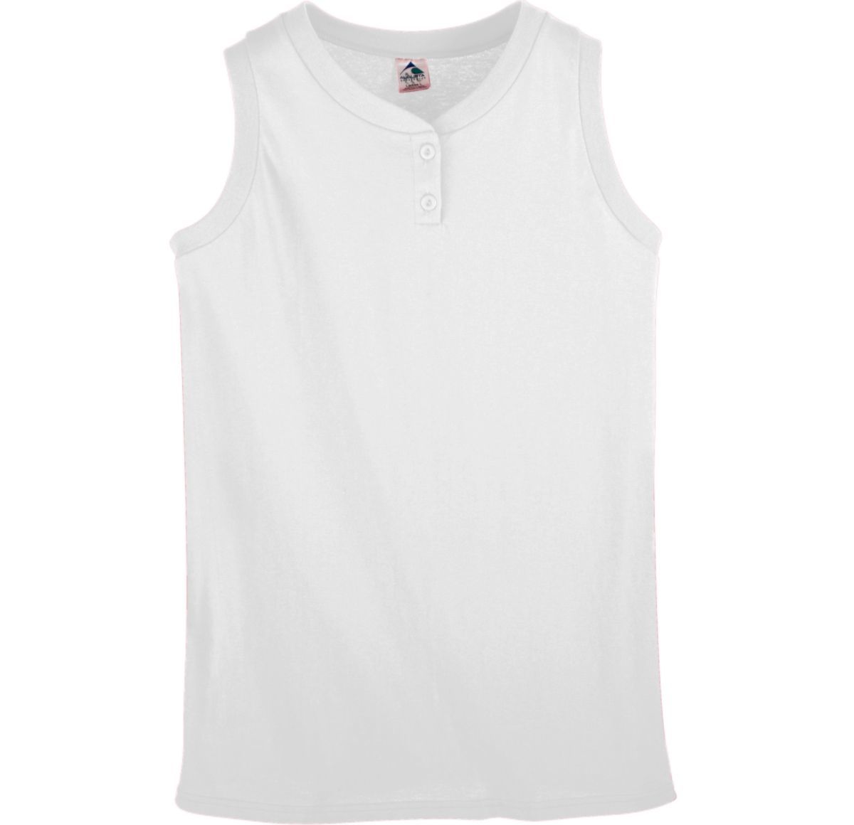 Augusta Sportswear Girls Sleeveless Two-Button Softball Jersey in White  -Part of the Girls, Augusta-Products, Softball, Girls-Jersey, Shirts product lines at KanaleyCreations.com