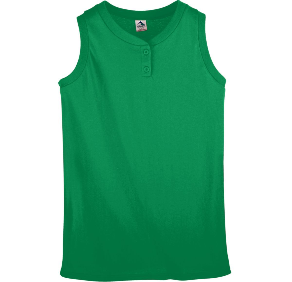 Augusta Sportswear Girls Sleeveless Two-Button Softball Jersey in Kelly  -Part of the Girls, Augusta-Products, Softball, Girls-Jersey, Shirts product lines at KanaleyCreations.com
