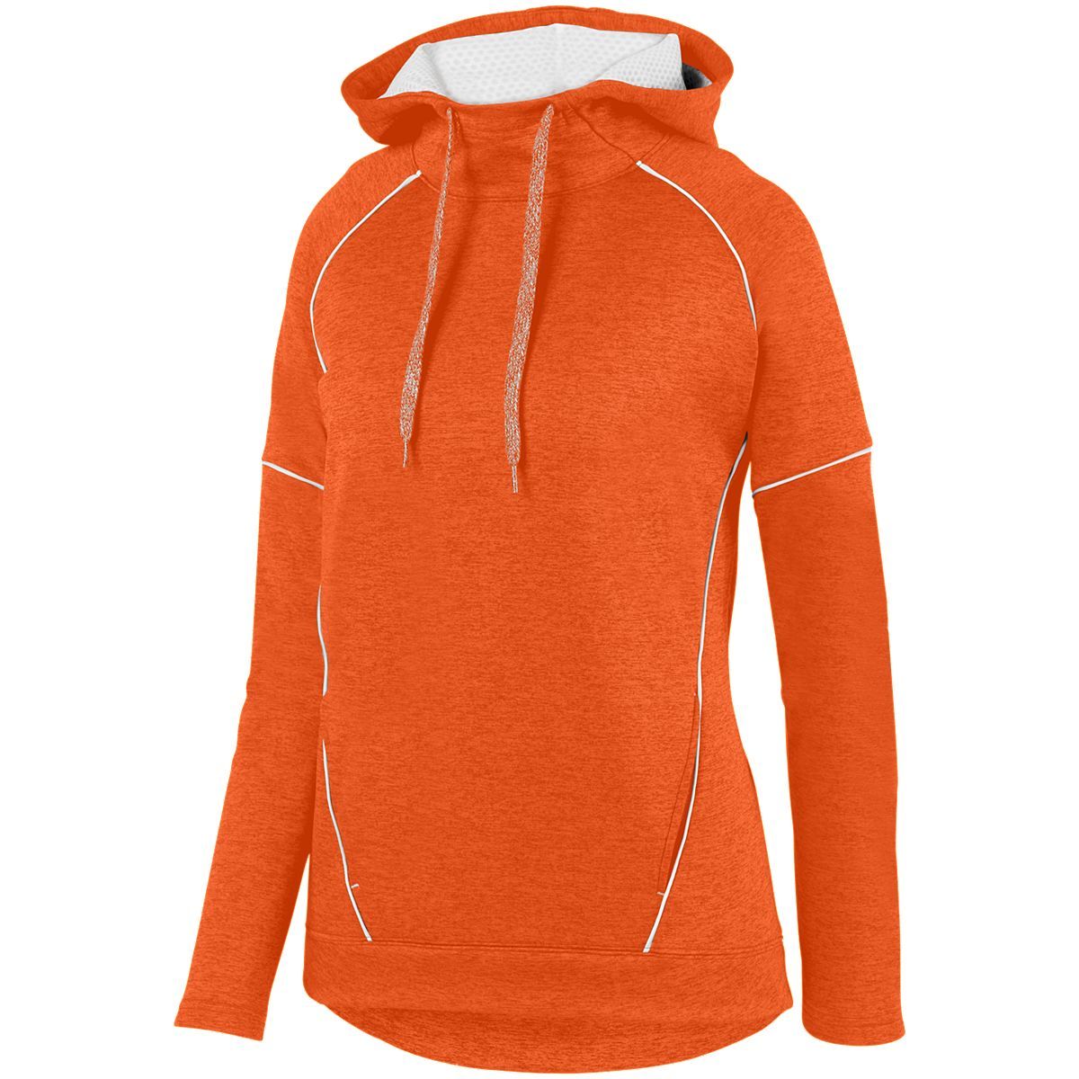 Augusta Sportswear Ladies Zoe Tonal Heather Hoodie in Orange/White  -Part of the Ladies, Augusta-Products, Shirts, Tonal-Fleece-Collection product lines at KanaleyCreations.com