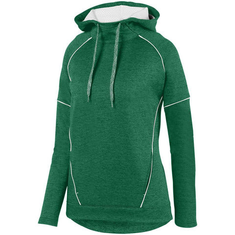 Augusta Sportswear Ladies Zoe Tonal Heather Hoodie in Dark Green/White  -Part of the Ladies, Augusta-Products, Shirts, Tonal-Fleece-Collection product lines at KanaleyCreations.com