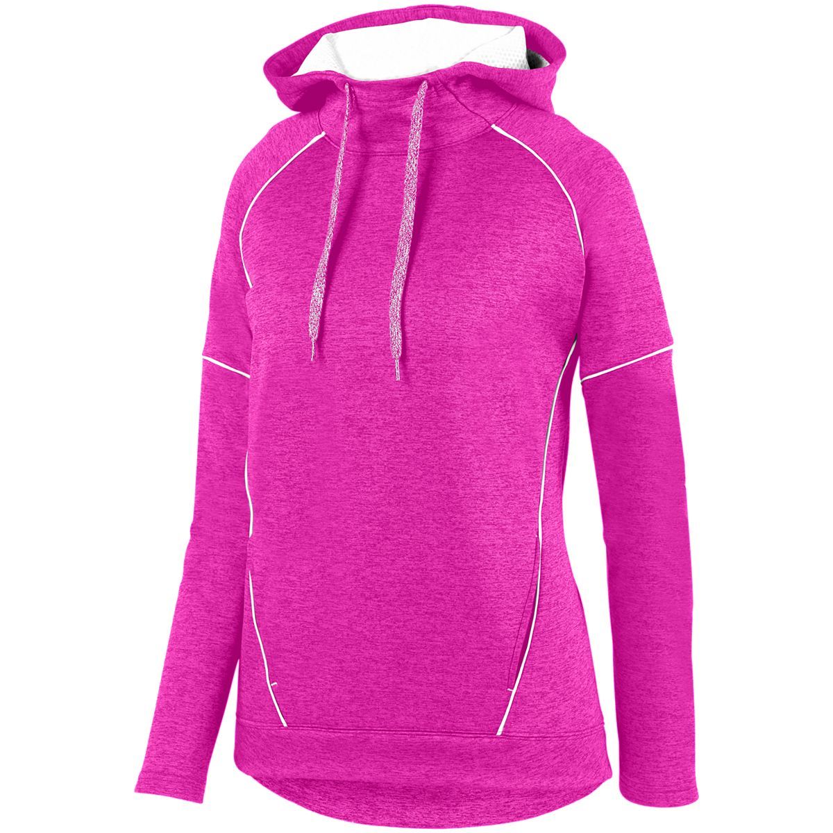 Augusta Sportswear Ladies Zoe Tonal Heather Hoodie in Power Pink/White  -Part of the Ladies, Augusta-Products, Shirts, Tonal-Fleece-Collection product lines at KanaleyCreations.com