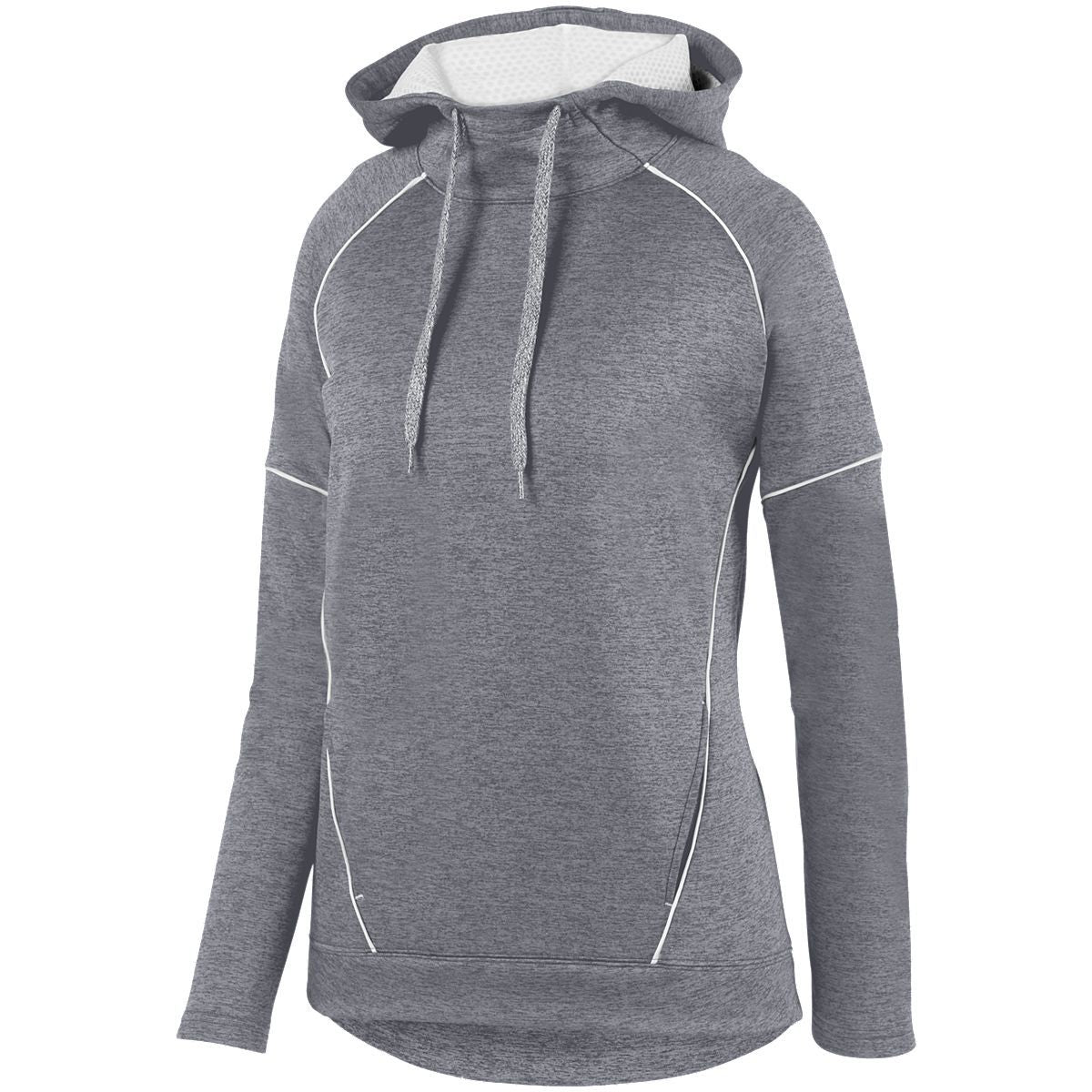 Augusta Sportswear Ladies Zoe Tonal Heather Hoodie in Graphite/White  -Part of the Ladies, Augusta-Products, Shirts, Tonal-Fleece-Collection product lines at KanaleyCreations.com