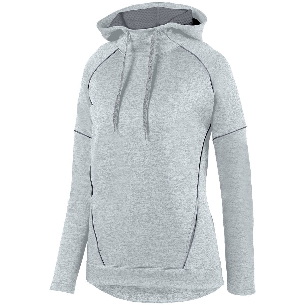 Augusta Sportswear Ladies Zoe Tonal Heather Hoodie in Silver/Graphite  -Part of the Ladies, Augusta-Products, Shirts, Tonal-Fleece-Collection product lines at KanaleyCreations.com