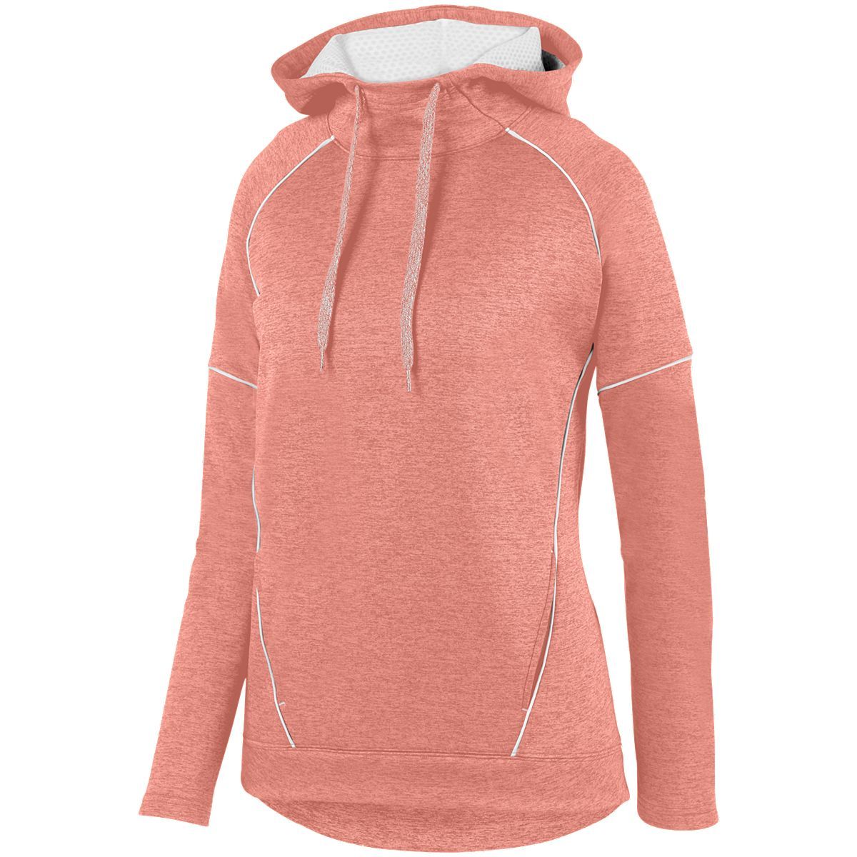 Augusta Sportswear Ladies Zoe Tonal Heather Hoodie in Coral/White  -Part of the Ladies, Augusta-Products, Shirts, Tonal-Fleece-Collection product lines at KanaleyCreations.com
