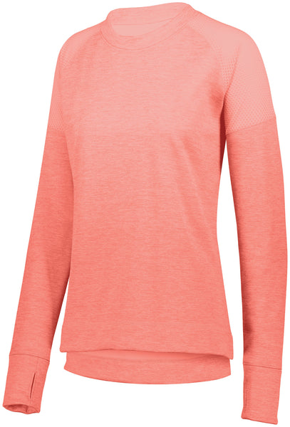 Augusta Sportswear Ladies Zoe Tonal Heather Pullover in Coral  -Part of the Ladies, Ladies-Pullover, Augusta-Products, Outerwear, Tonal-Fleece-Collection product lines at KanaleyCreations.com