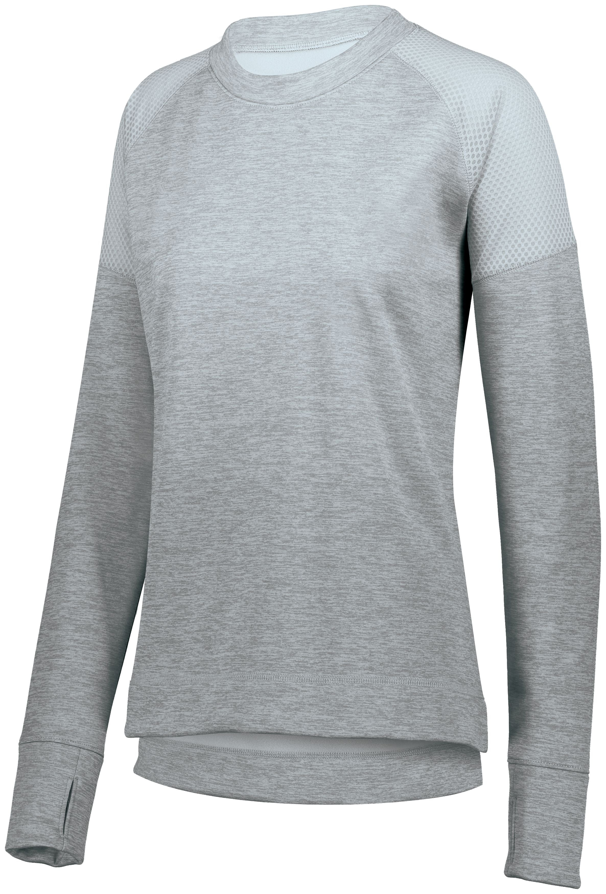 Augusta Sportswear Ladies Zoe Tonal Heather Pullover in Silver  -Part of the Ladies, Ladies-Pullover, Augusta-Products, Outerwear, Tonal-Fleece-Collection product lines at KanaleyCreations.com