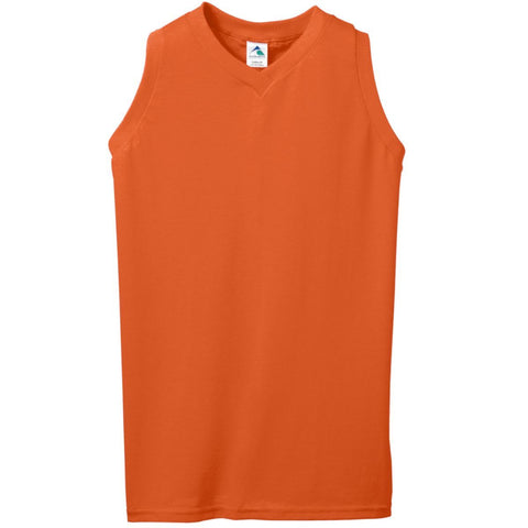 Augusta Sportswear Girls Sleeveless V-Neck Poly/Cotton Jersey in Orange  -Part of the Girls, Augusta-Products, Tennis, Girls-Jersey, Shirts product lines at KanaleyCreations.com