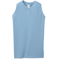 Augusta Sportswear Girls Sleeveless V-Neck Poly/Cotton Jersey in Light Blue  -Part of the Girls, Augusta-Products, Tennis, Girls-Jersey, Shirts product lines at KanaleyCreations.com