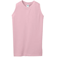 Augusta Sportswear Girls Sleeveless V-Neck Poly/Cotton Jersey in Light Pink  -Part of the Girls, Augusta-Products, Tennis, Girls-Jersey, Shirts product lines at KanaleyCreations.com