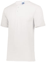 Augusta Sportswear Youth Two-Button Baseball Jersey in White  -Part of the Youth, Youth-Jersey, Augusta-Products, Baseball, Shirts, All-Sports, All-Sports-1 product lines at KanaleyCreations.com