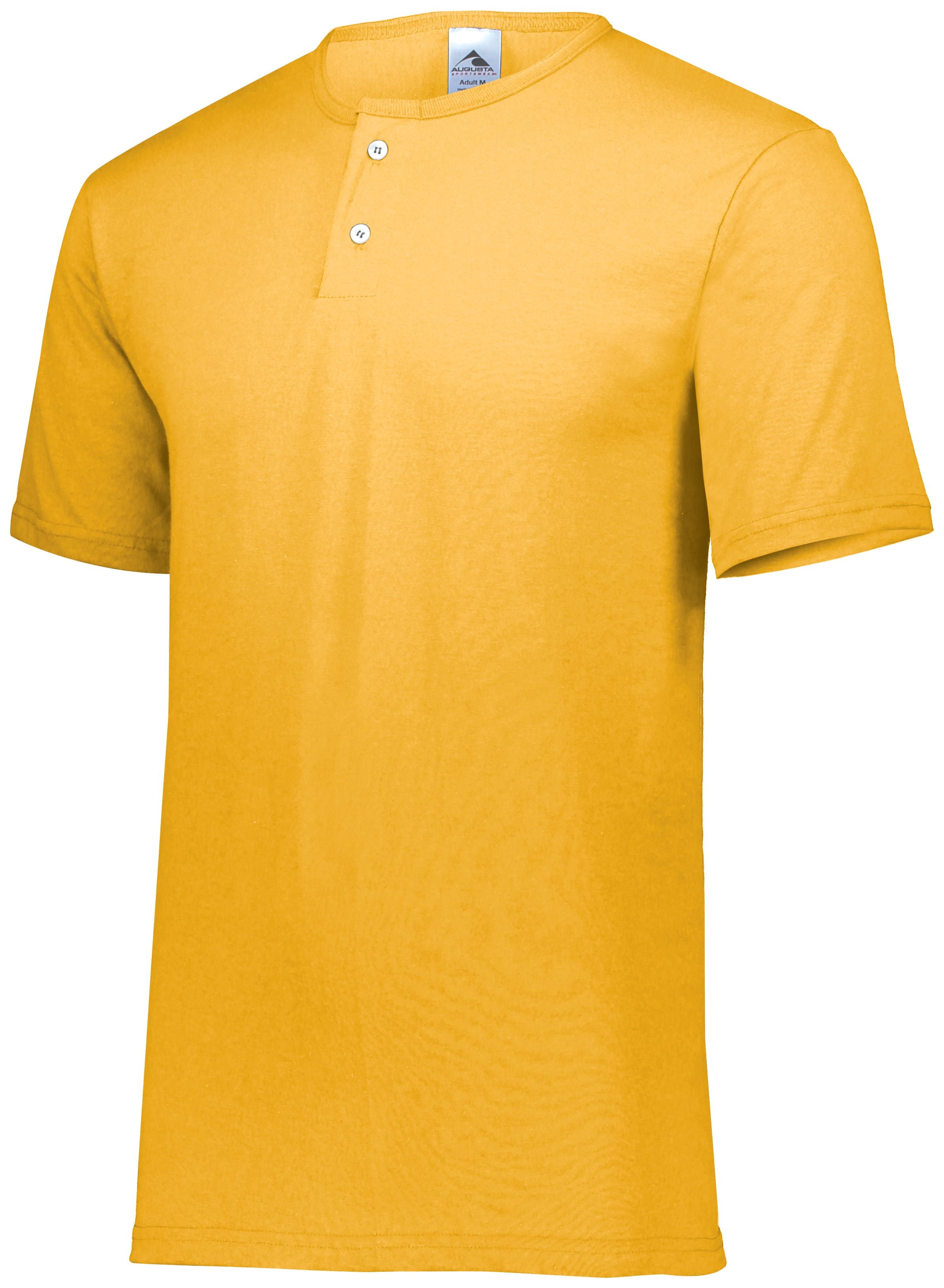 Augusta Sportswear Two-Button Baseball Jersey in Gold  -Part of the Adult, Adult-Jersey, Augusta-Products, Baseball, Shirts, All-Sports, All-Sports-1 product lines at KanaleyCreations.com
