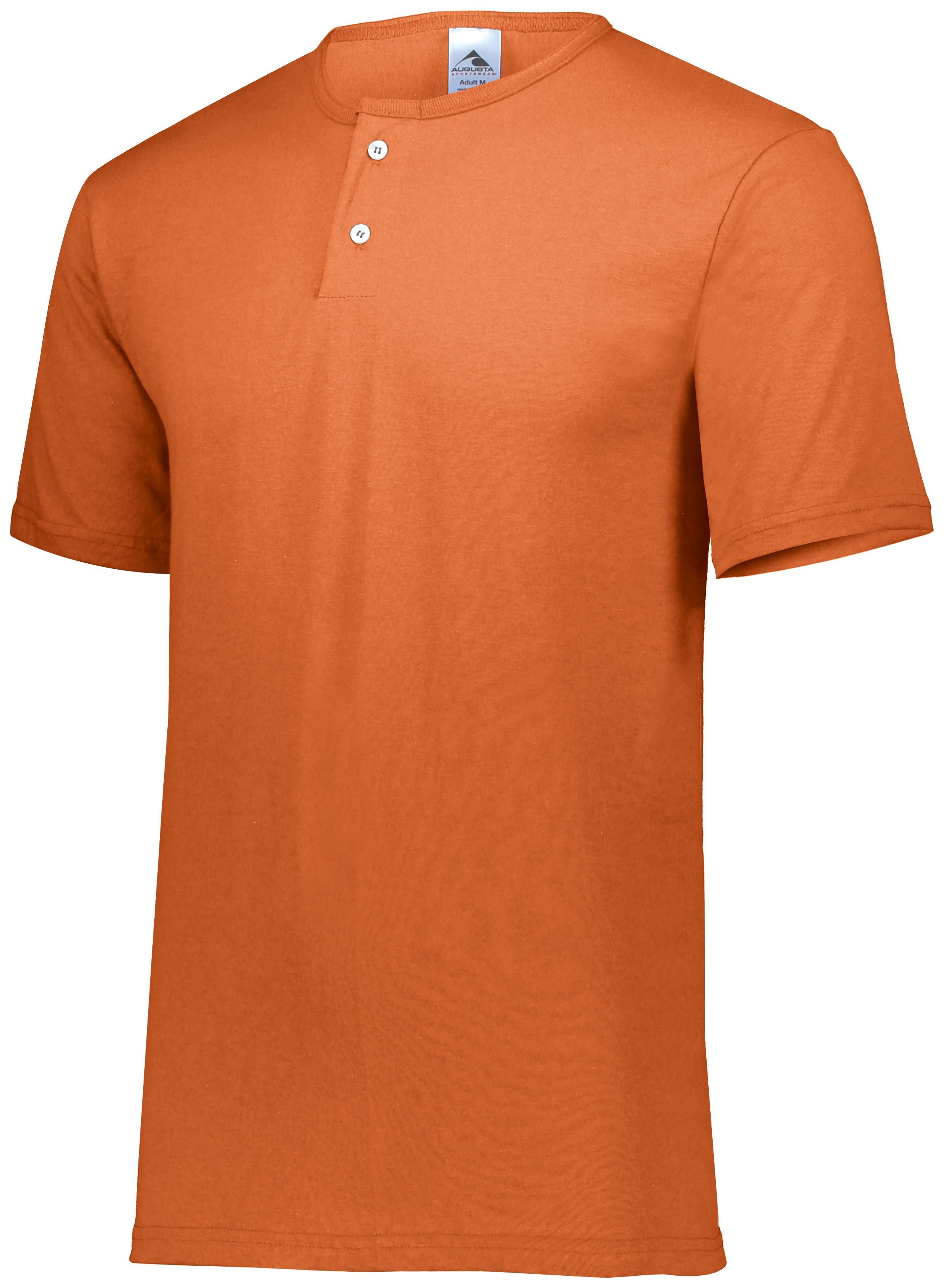 Augusta Sportswear Youth Two-Button Baseball Jersey in Orange  -Part of the Youth, Youth-Jersey, Augusta-Products, Baseball, Shirts, All-Sports, All-Sports-1 product lines at KanaleyCreations.com