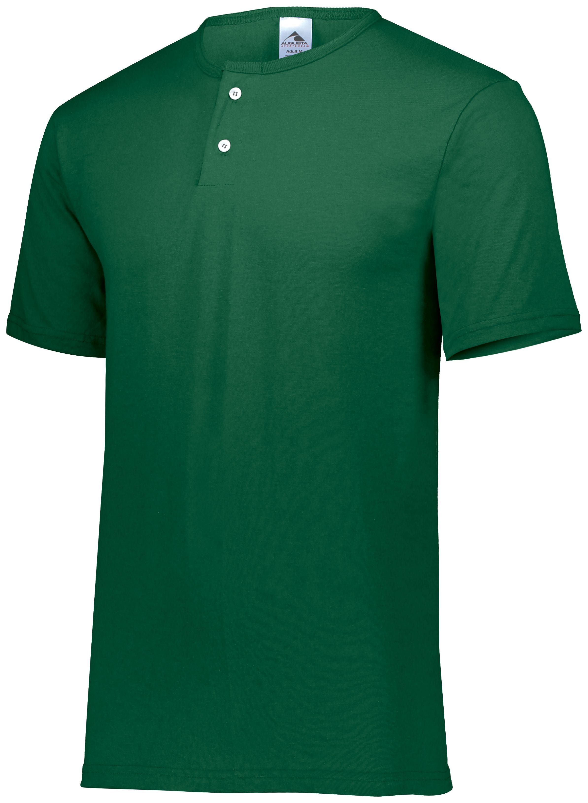 Augusta Sportswear Two-Button Baseball Jersey in Dark Green  -Part of the Adult, Adult-Jersey, Augusta-Products, Baseball, Shirts, All-Sports, All-Sports-1 product lines at KanaleyCreations.com