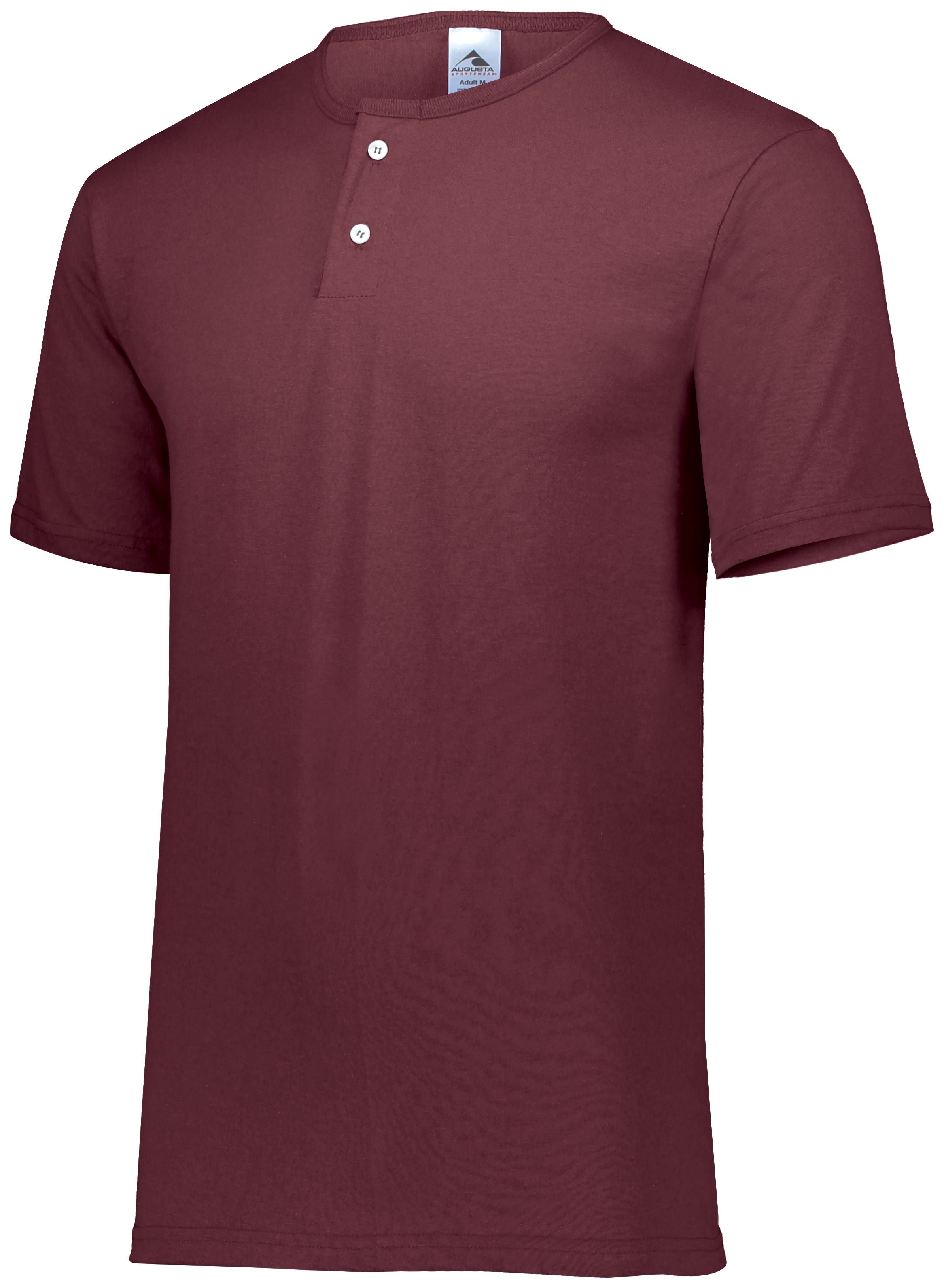 Augusta Sportswear Youth Two-Button Baseball Jersey in Maroon  -Part of the Youth, Youth-Jersey, Augusta-Products, Baseball, Shirts, All-Sports, All-Sports-1 product lines at KanaleyCreations.com