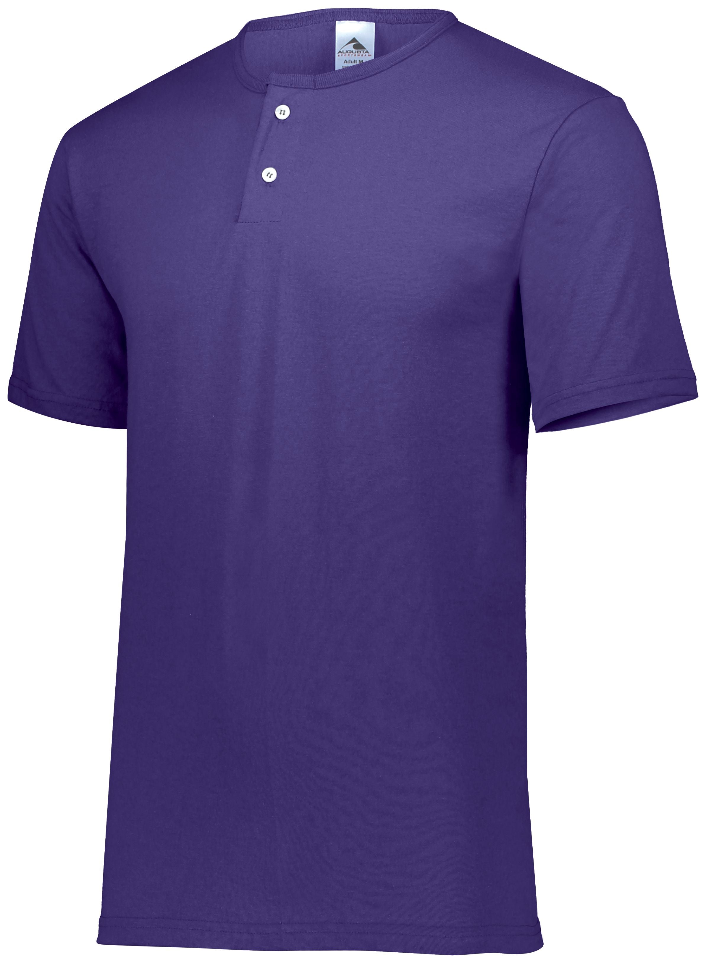 Augusta Sportswear Youth Two-Button Baseball Jersey in Purple  -Part of the Youth, Youth-Jersey, Augusta-Products, Baseball, Shirts, All-Sports, All-Sports-1 product lines at KanaleyCreations.com