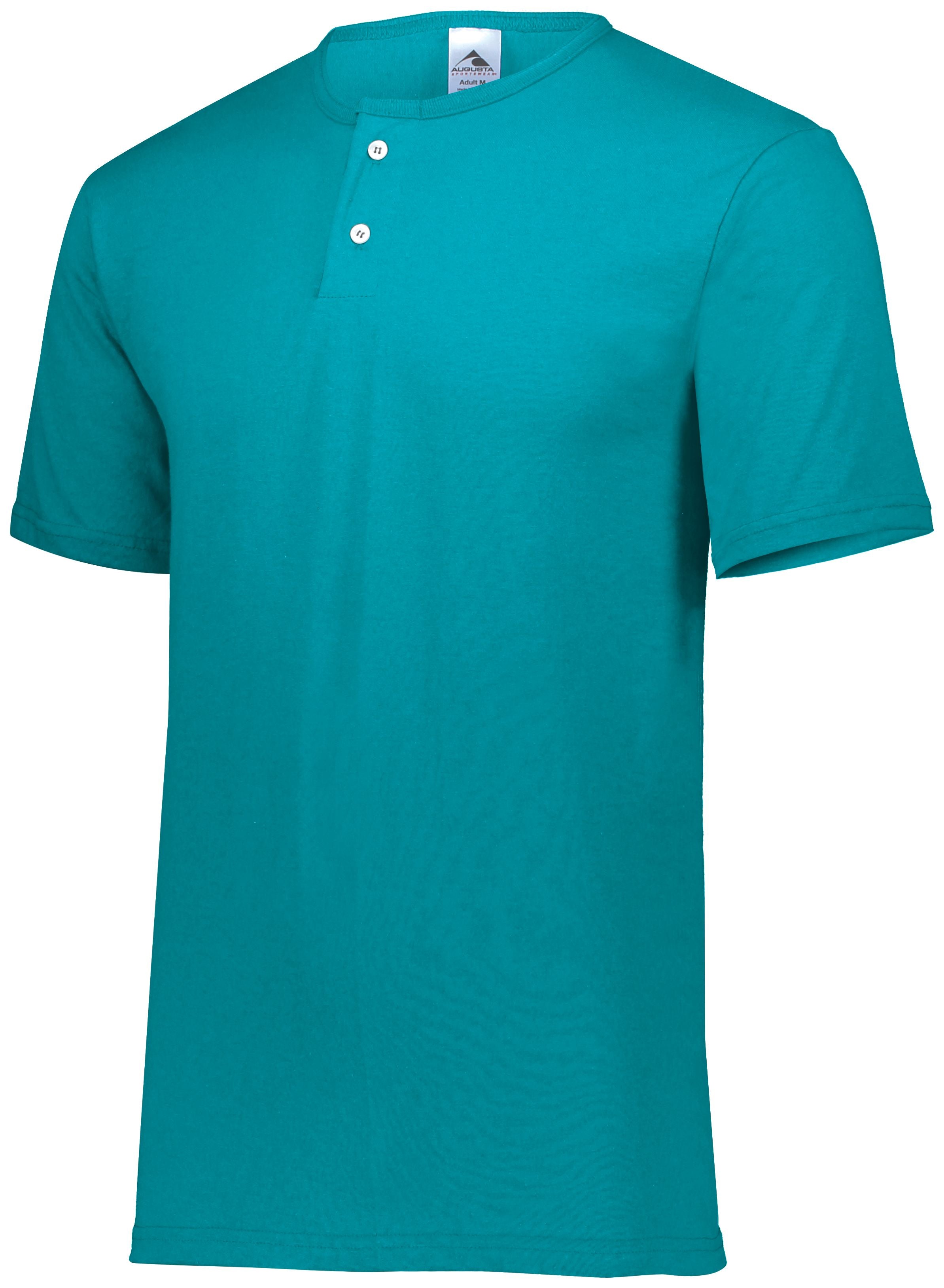 Augusta Sportswear Youth Two-Button Baseball Jersey in Teal  -Part of the Youth, Youth-Jersey, Augusta-Products, Baseball, Shirts, All-Sports, All-Sports-1 product lines at KanaleyCreations.com
