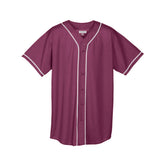 Augusta Sportswear Wicking Mesh Button Front Jersey With Braid Trim in Maroon/White  -Part of the Adult, Adult-Jersey, Augusta-Products, Baseball, Shirts, All-Sports, All-Sports-1 product lines at KanaleyCreations.com