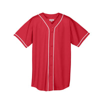 Augusta Sportswear Wicking Mesh Button Front Jersey With Braid Trim in Red/White  -Part of the Adult, Adult-Jersey, Augusta-Products, Baseball, Shirts, All-Sports, All-Sports-1 product lines at KanaleyCreations.com