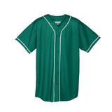 Augusta Sportswear Wicking Mesh Button Front Jersey With Braid Trim in Dark Green/White  -Part of the Adult, Adult-Jersey, Augusta-Products, Baseball, Shirts, All-Sports, All-Sports-1 product lines at KanaleyCreations.com