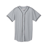 Augusta Sportswear Wicking Mesh Button Front Jersey With Braid Trim in Silver Grey/Black  -Part of the Adult, Adult-Jersey, Augusta-Products, Baseball, Shirts, All-Sports, All-Sports-1 product lines at KanaleyCreations.com