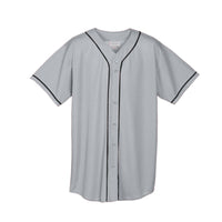 Augusta Sportswear Youth Wicking Mesh Button Front Jersey in Silver Grey/Black  -Part of the Youth, Youth-Jersey, Augusta-Products, Baseball, Shirts, All-Sports, All-Sports-1 product lines at KanaleyCreations.com