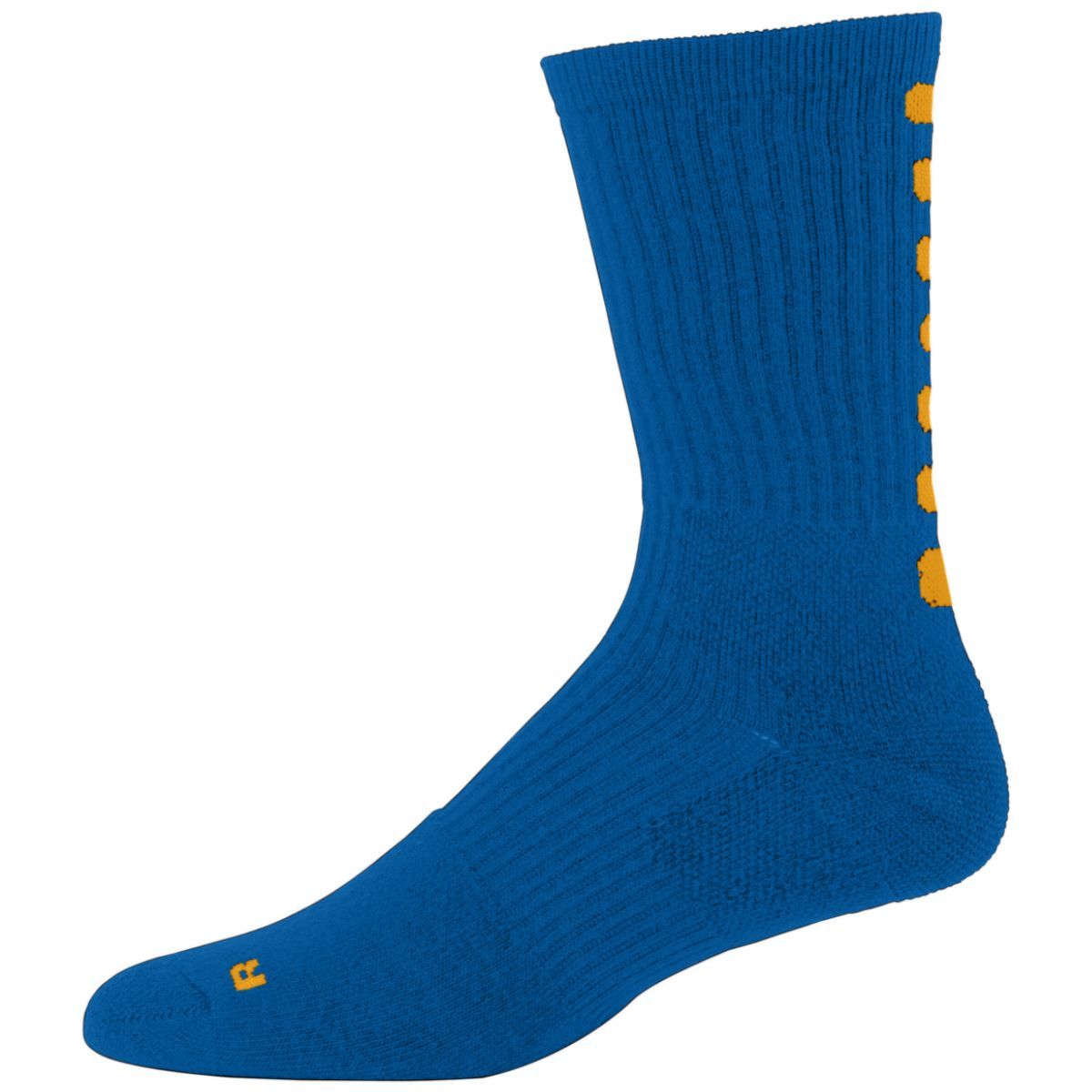 Augusta Sportswear Color Block Crew Sock in Royal/Gold  -Part of the Adult, Augusta-Products, Accessories-Socks product lines at KanaleyCreations.com