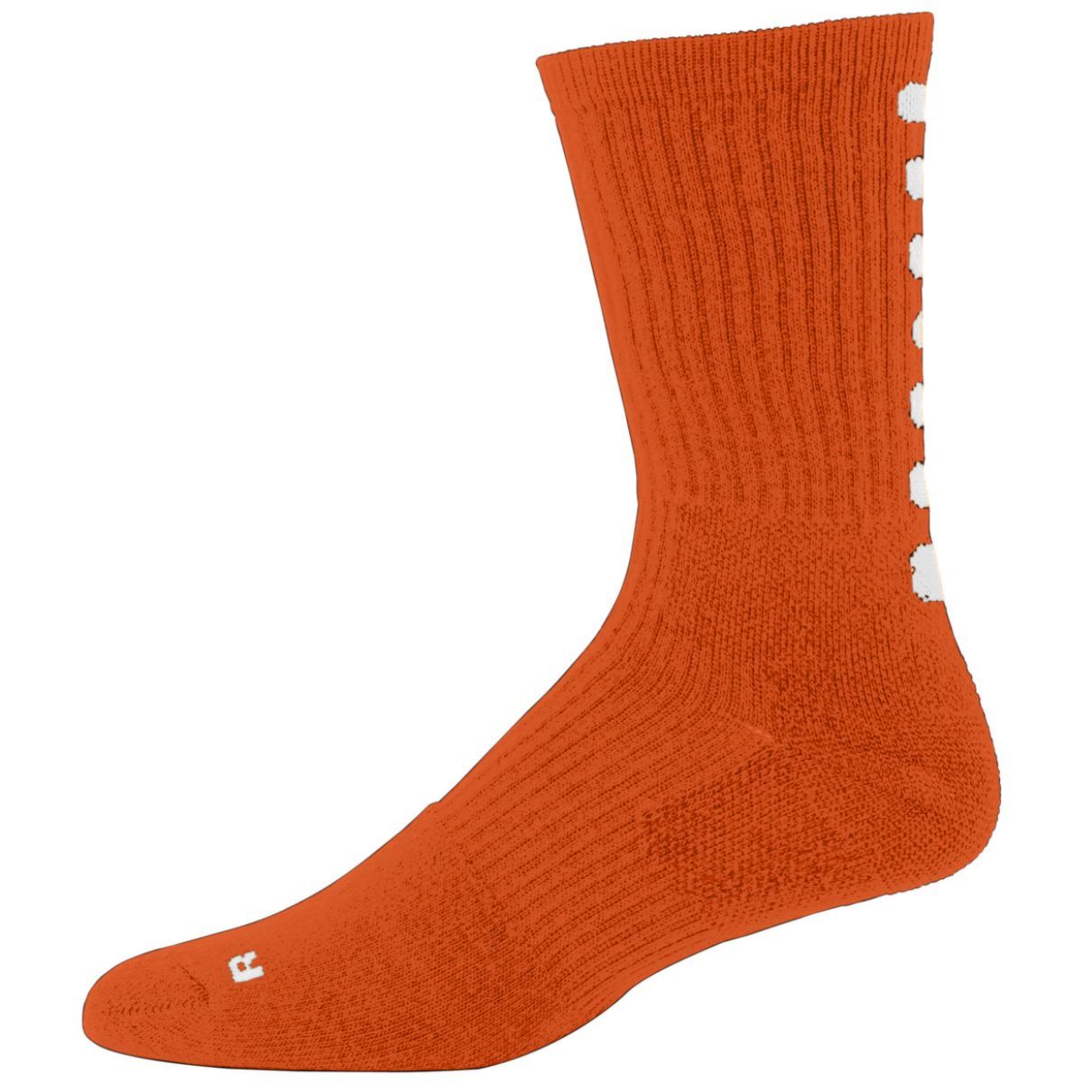 Augusta Sportswear Color Block Crew Sock in Orange/White  -Part of the Adult, Augusta-Products, Accessories-Socks product lines at KanaleyCreations.com