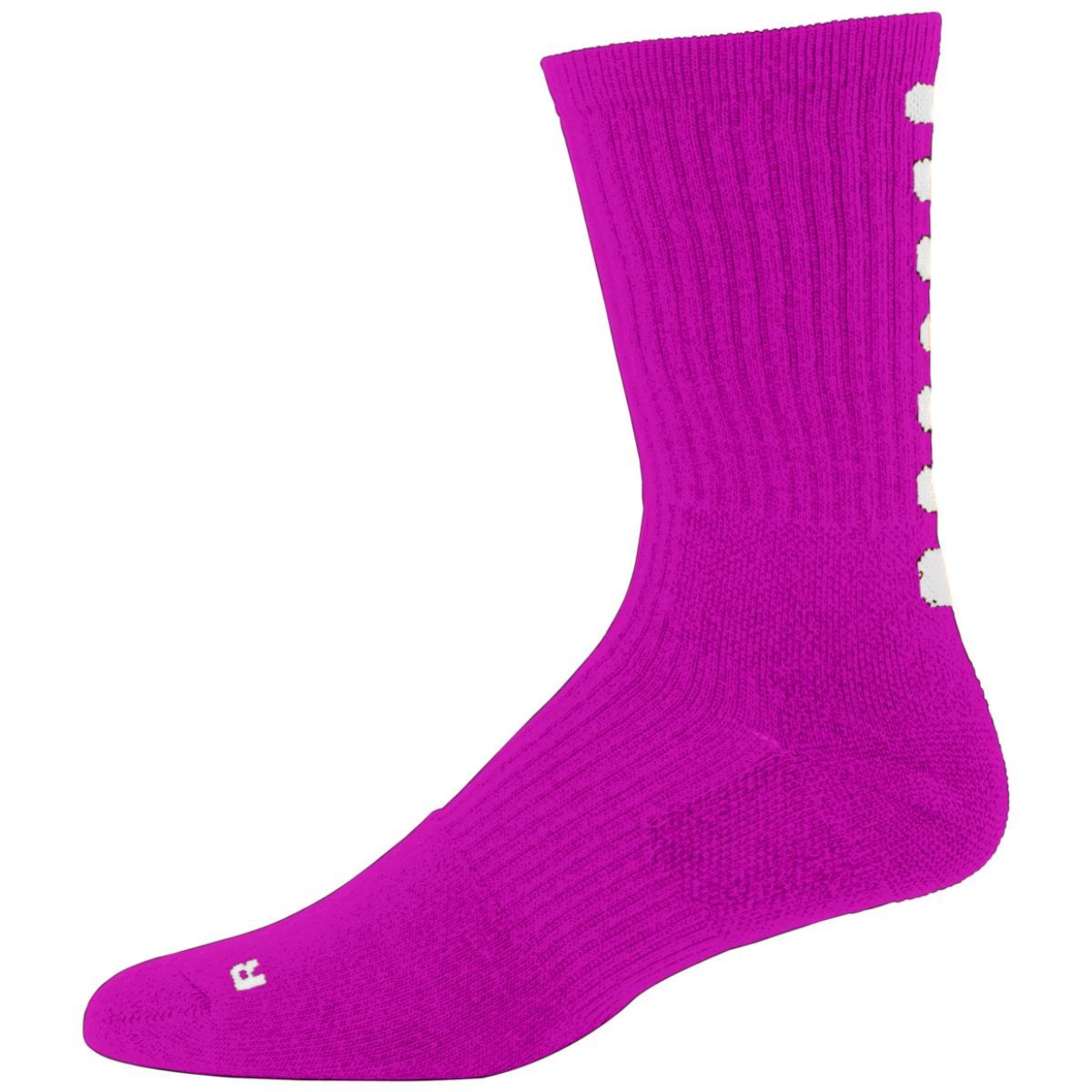 Augusta Sportswear Color Block Crew Sock in Power Pink/White  -Part of the Adult, Augusta-Products, Accessories-Socks product lines at KanaleyCreations.com