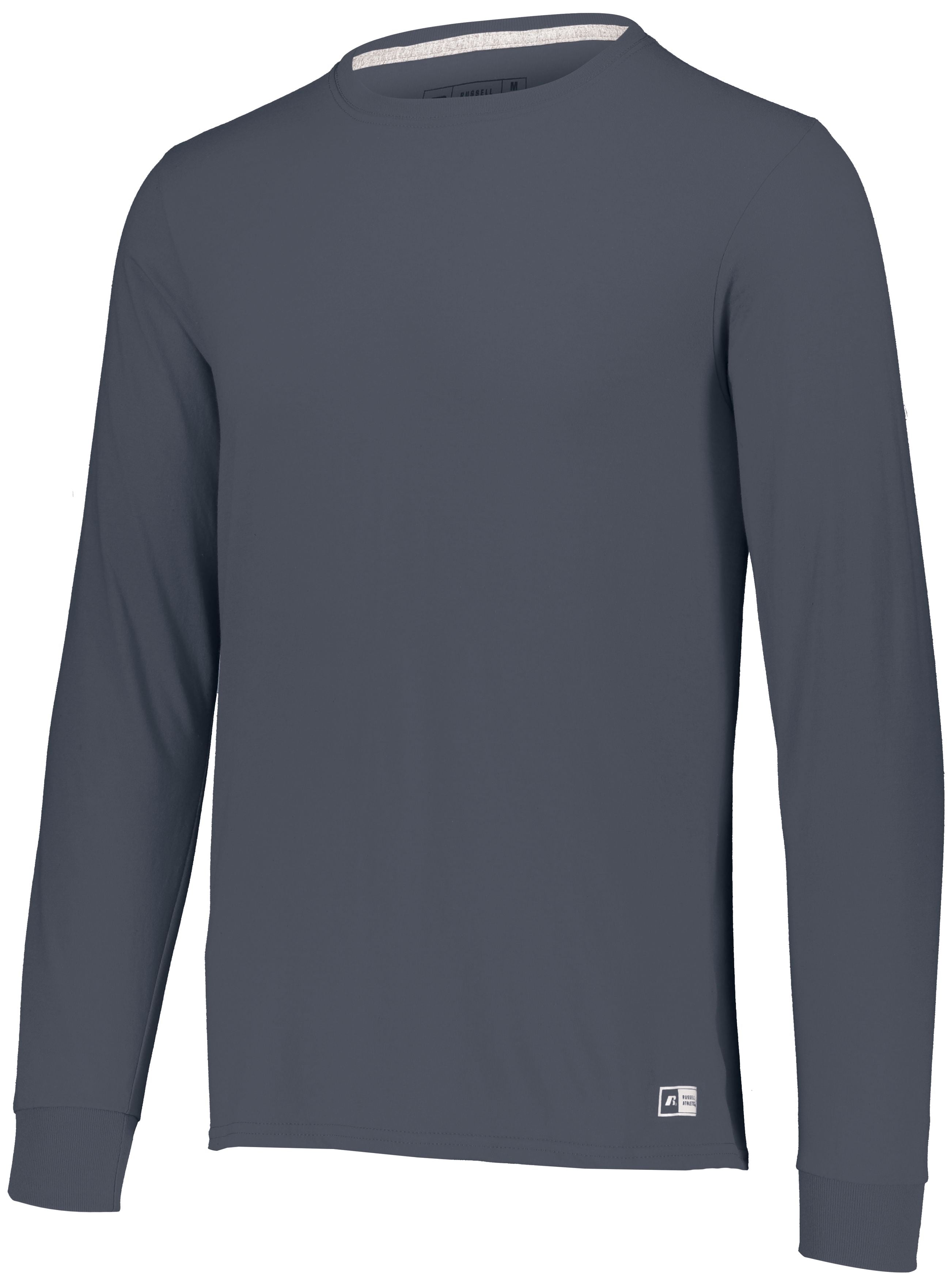 Russell Athletic Essential Long Sleeve Tee in Black Heather  -Part of the Adult, Adult-Tee-Shirt, T-Shirts, Russell-Athletic-Products, Shirts product lines at KanaleyCreations.com