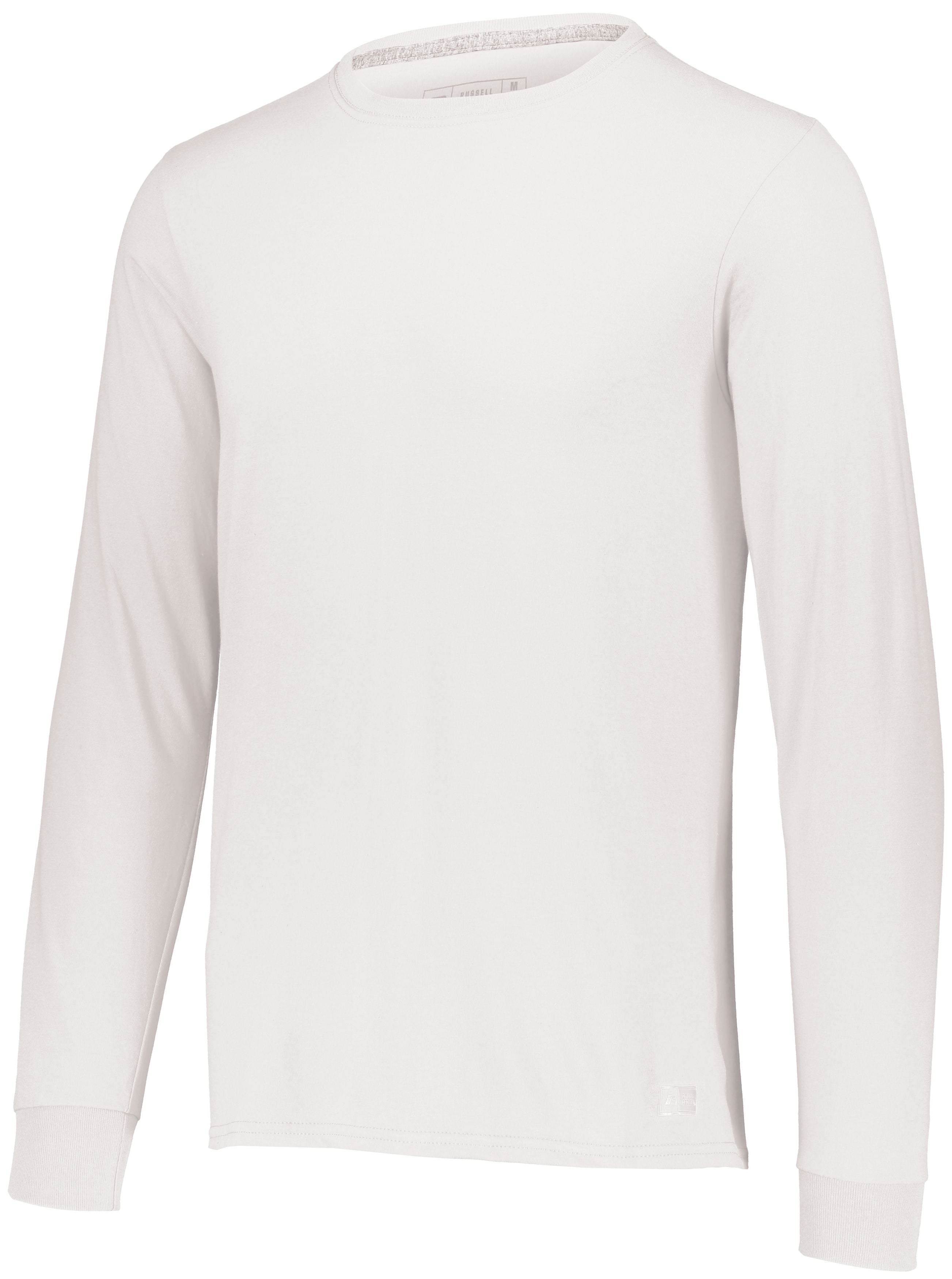 Russell Athletic Essential Long Sleeve Tee in White  -Part of the Adult, Adult-Tee-Shirt, T-Shirts, Russell-Athletic-Products, Shirts product lines at KanaleyCreations.com