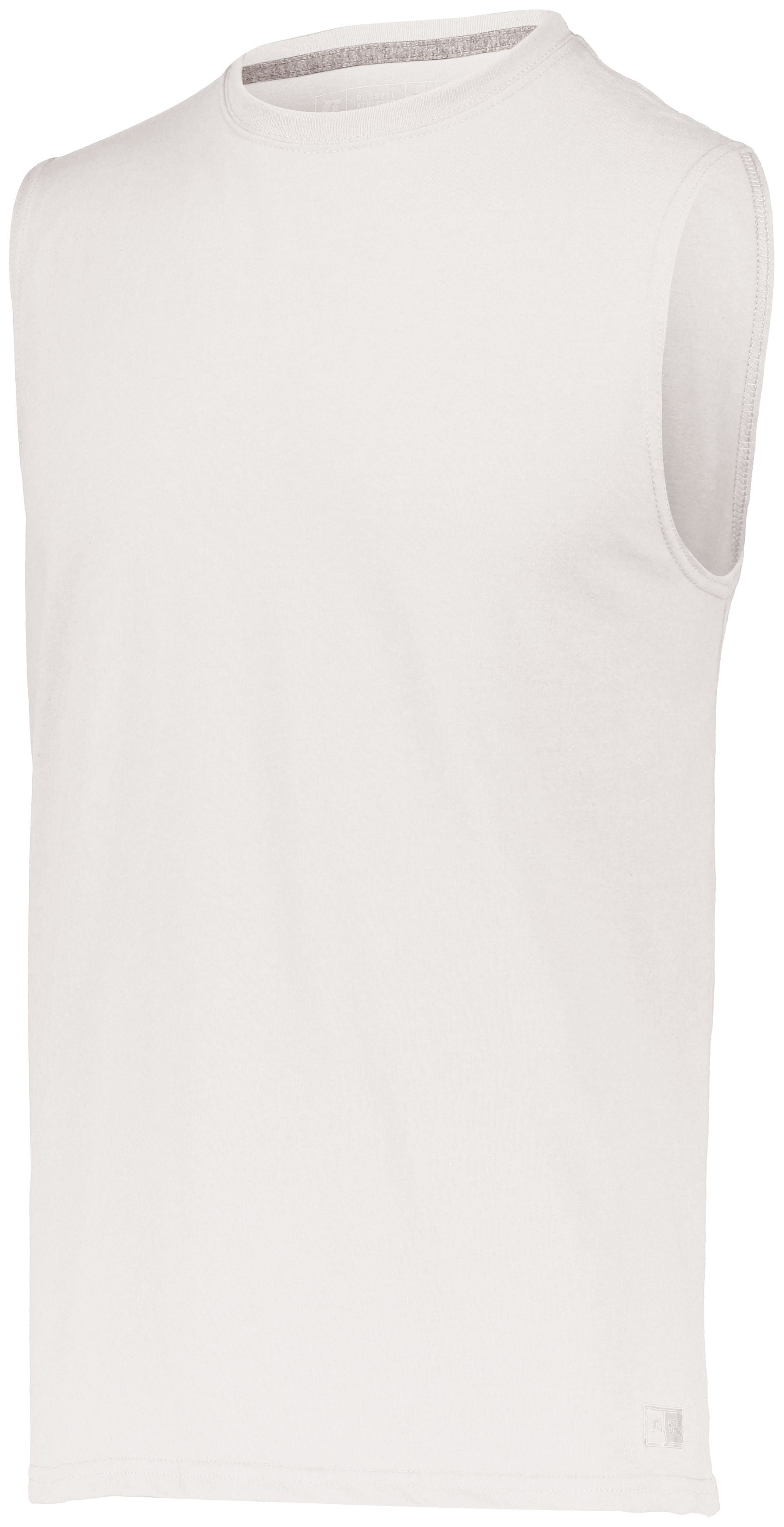 Russell Athletic Essential Muscle Tee in White  -Part of the Adult, Adult-Tee-Shirt, T-Shirts, Russell-Athletic-Products, Shirts product lines at KanaleyCreations.com