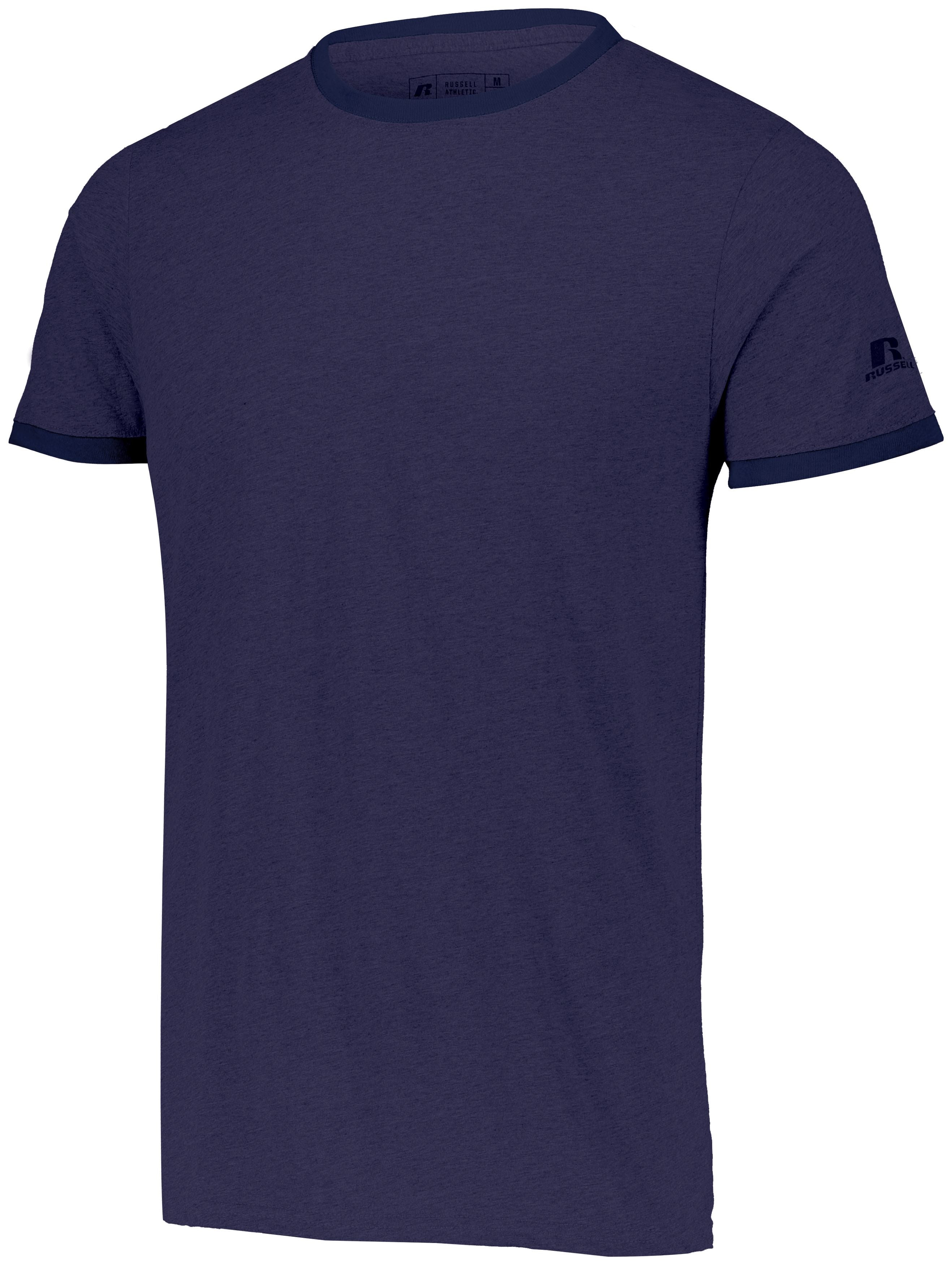 Russell Athletic Essential Ringer Tee in Vintage Navy Heather/Navy  -Part of the Adult, Adult-Tee-Shirt, T-Shirts, Russell-Athletic-Products, Shirts product lines at KanaleyCreations.com