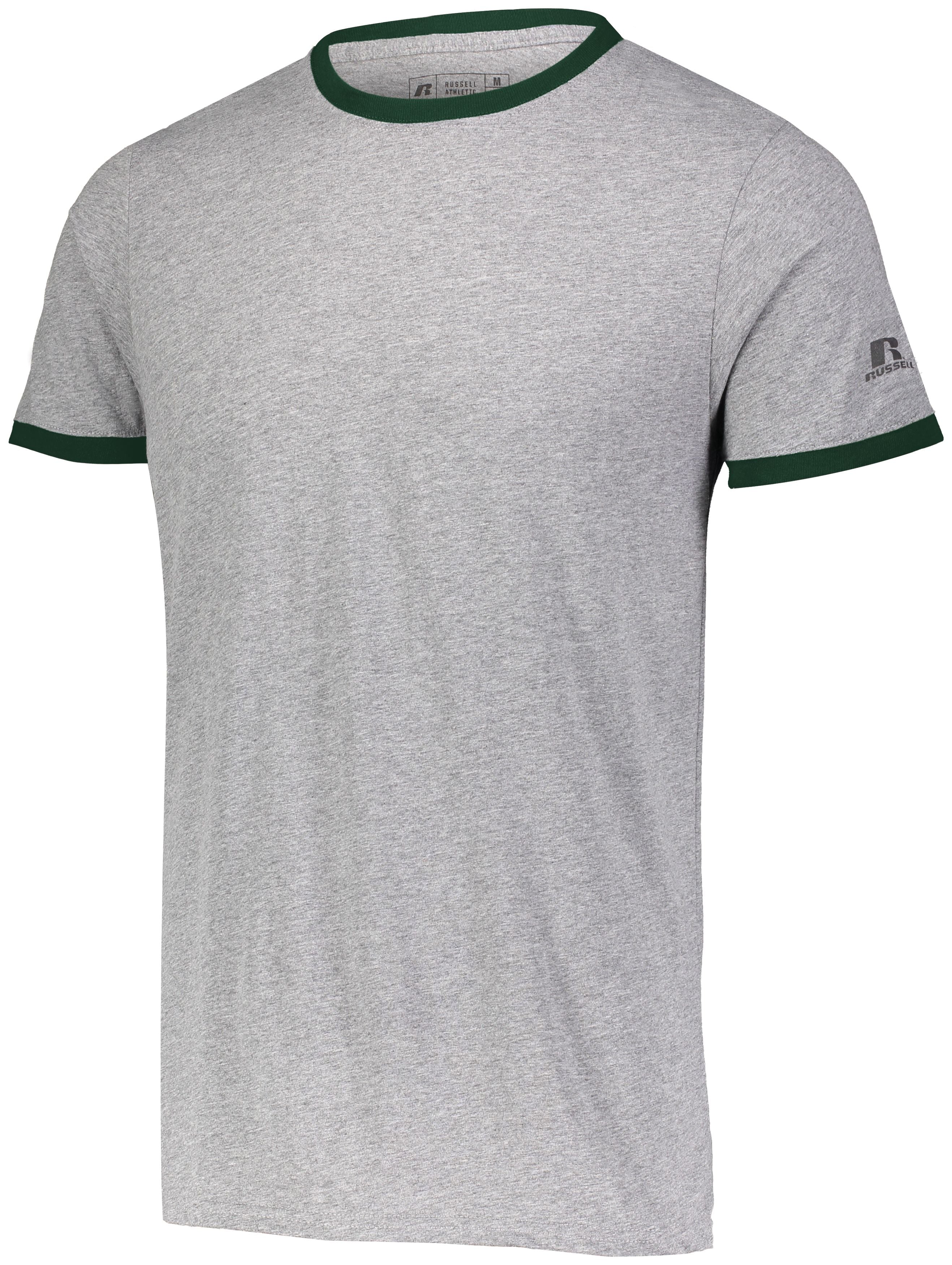 Russell Athletic Essential Ringer Tee in Oxford/Dark Green  -Part of the Adult, Adult-Tee-Shirt, T-Shirts, Russell-Athletic-Products, Shirts product lines at KanaleyCreations.com