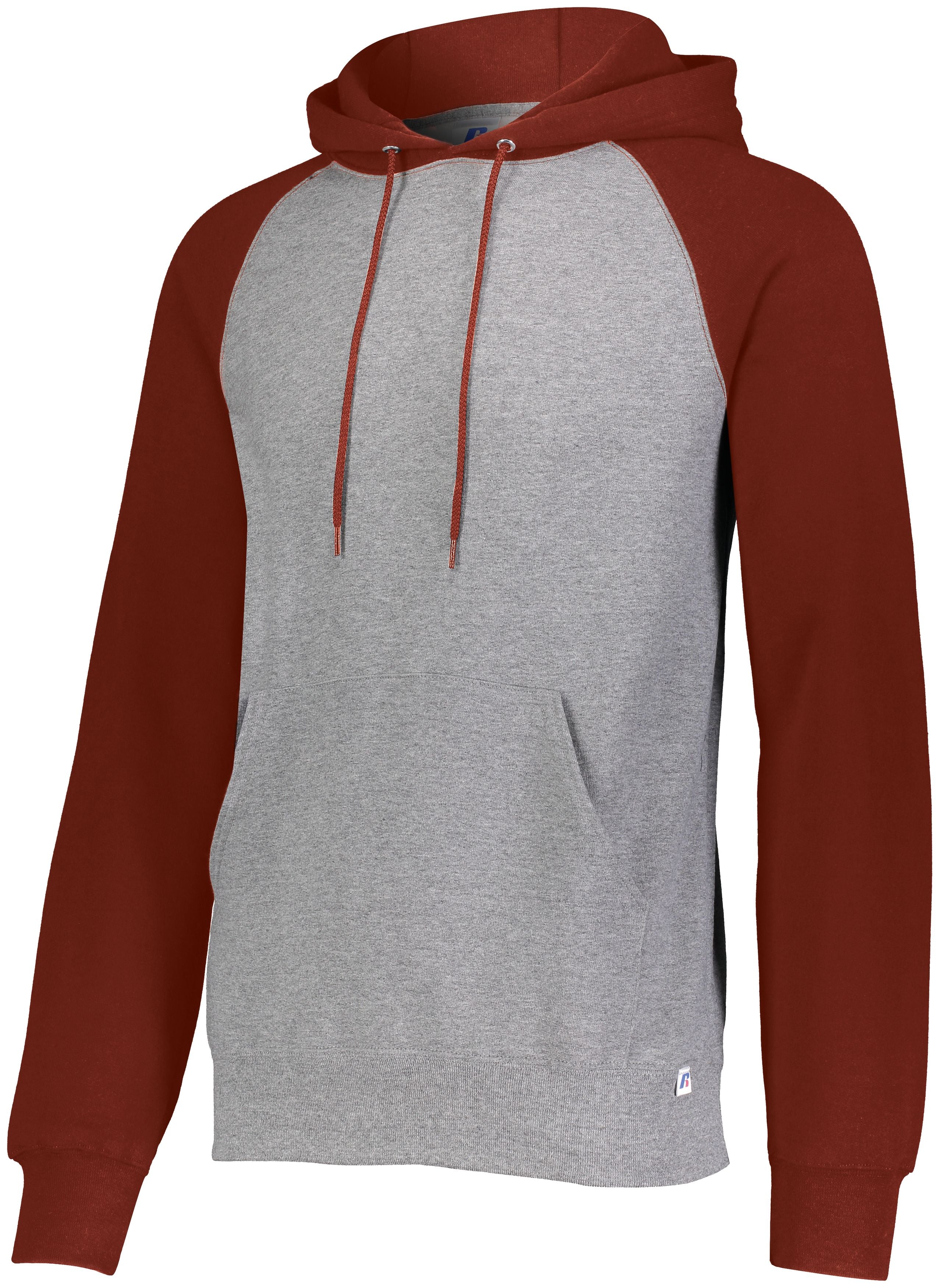 Russell Athletic Dri-Power  Fleece Colorblock Hoodie in Oxford/True Red  -Part of the Adult, Russell-Athletic-Products, Shirts product lines at KanaleyCreations.com
